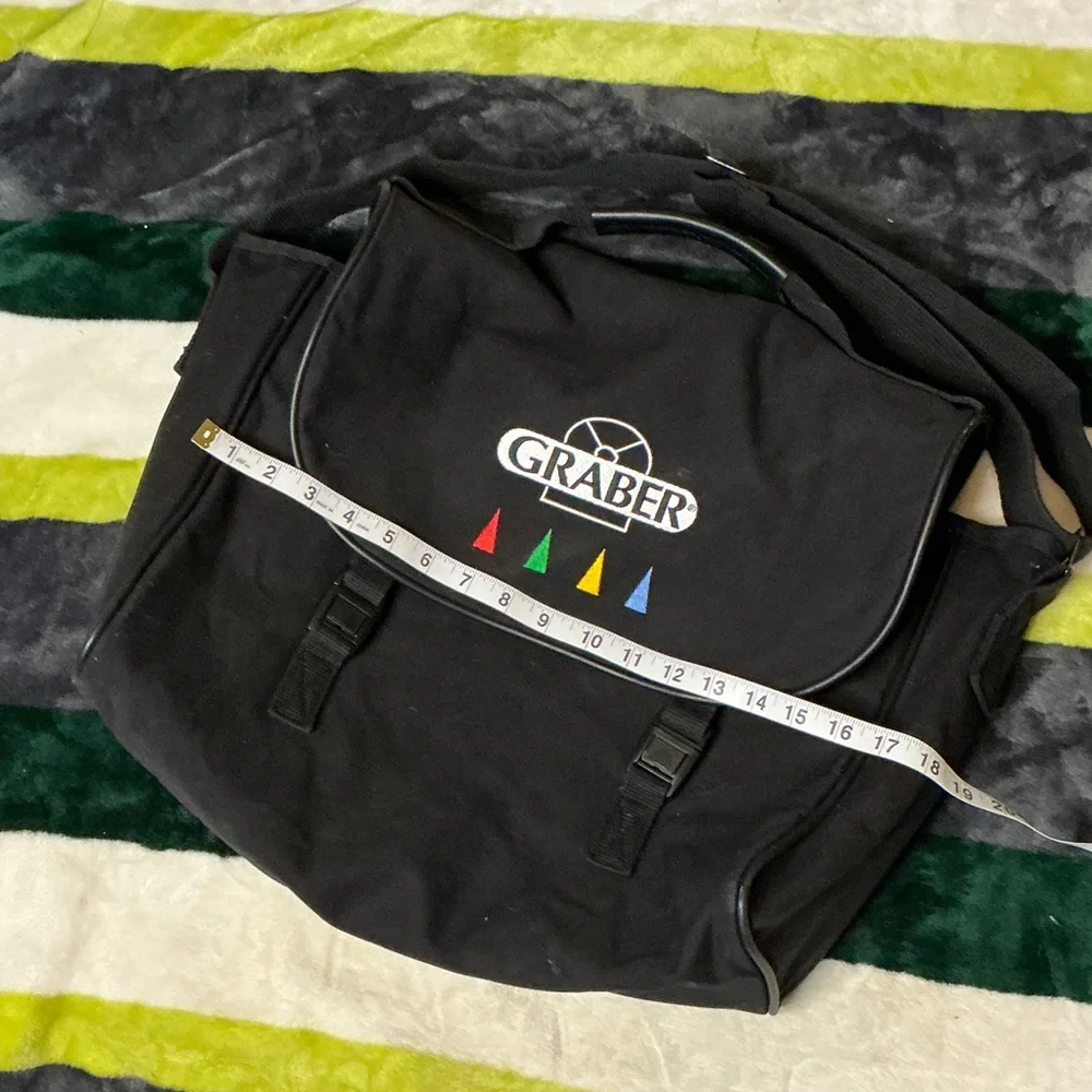 Lands' End Black Messenger Bag with Red, Green, Yellow & Blue Accents